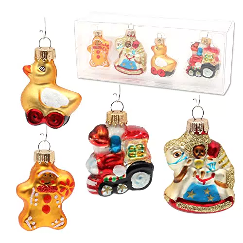 Lauschaer Christbaumschmuck - 4 teiliges Set - Spielzeugformen mit Lebkuchen