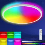 LEDYA LED Deckenleuchte Dimmbar, 18W RGB Deckenlampe mit Fernbedienung