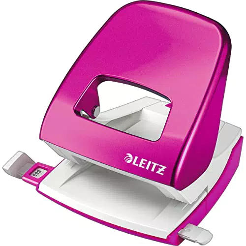 Leitz Büro Locher aus Metall, Für 30 Blatt, Anschlagschiene mit Formatvorgaben