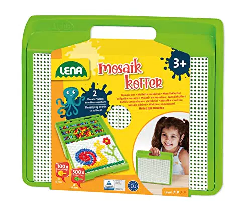 Lena 35615 Mosaiksteckspiel, Mittel, Blau, Gelb, Grün