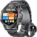 LIGE Smartwatch Herren mit Metallband, 1, 39 Zoll Militär Smart Watch mit Herzfrequenz