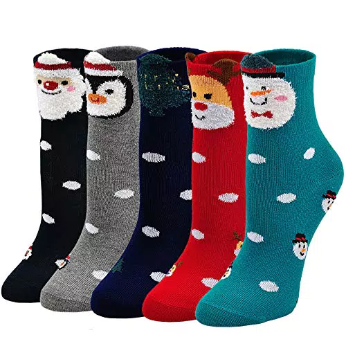 LOFIR Weihnachtssocken Kinder Mädchen Socken Tiere Muster Bunte Lustige Strümpfe aus Baumwolle Weihnachts Geschenk für Kleinkinder