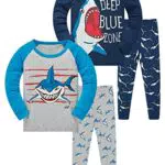 LOLPIP Pyjamas für Jungen 100% Baumwolle Nachtwäsche Haie Bedruckte Nachtwäsche Langarm Kleidung 2-3 Jahre