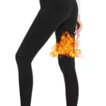 LYRIKER Thermo Leggings Gefüttert Damen Winter Fleece Thermoleggins aus Baumwolle Schwarz