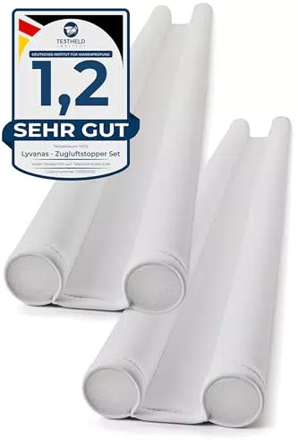 Lyvanas Zugluftstopper für Türen 2er-Set TESTSIEGER* -90cm extra dichter Neopren Tür Zugluftstopper zum Energie sparen - Leiser & Schöner Windstopper Tür wasch- & zuschneidbar - Türdichtung