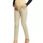 Maacie Umstandshose für Damen Elastische Atmungsaktive Schwangerschaftshosen mit Hohe Taille für Alltag Beige