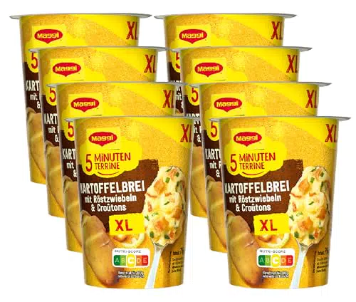 MAGGI 5 Minuten Terrine XL Kartoffelbrei mit Röstzwiebeln und Croutons
