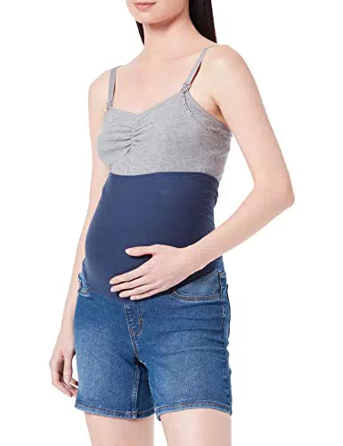 MAMALICIOUS Women's MLAMY Skinny V. Shorts, Medium Blue Denim