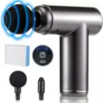 Massagepistole Massage Gun, Mini Elektrisches Massagepistole mit 2 Massageköpfen Handmassagegerät bis zu 3200U/min für Nacken Schulter Rücken zur Linderung von Schmerzen und Muskelsteifheit