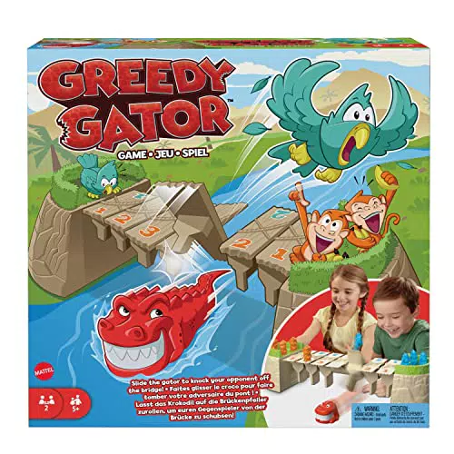 MATTEL Kalle Krokofalle - Alligator-Spiel mit bunten Spielfiguren in Form von Affen und Papageien