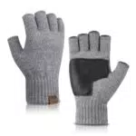 Maylisacc Winter Halbfinger Handschuhe für Herren, Warme Handschuh Fingerlosmit Schaffellgriff für Unisex