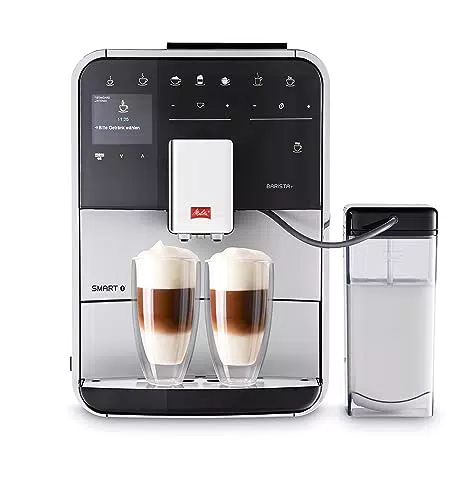 Melitta Caffeo Barista T Smart - Kaffeevollautomat - mit Milchsystem - App Steuerung - Direktwahltaste - stufenlos einstellbare Kaffeestärke - Silber/Schwarz