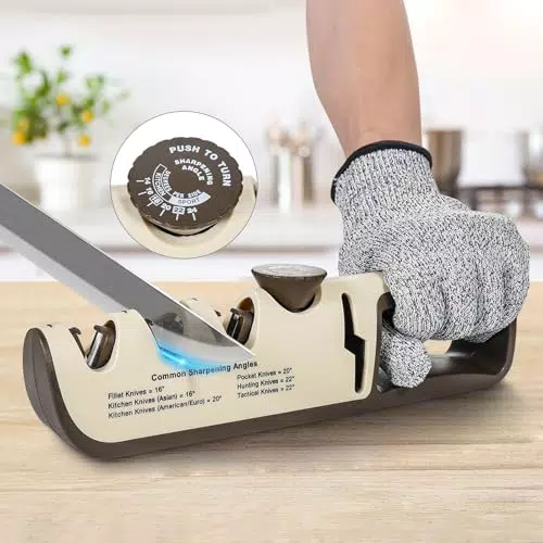 Messerschärfer, 4 in 1 Manuelle Messerschärfer mit Scherenschleifer