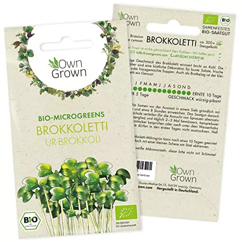Microgreens Samen Brokkoletti: 500 Bio Brokkoletti Brokkoli Samen zur Keimsprossen Anzucht Keimsprossen Samen mit Brokkoli Saatgut Micro Green Samen für leckere Brokkoli Sprossen von OwnGrown