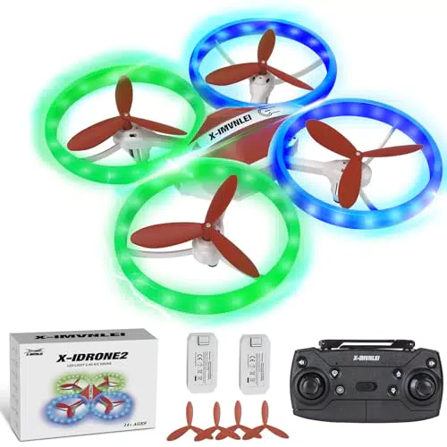Mini Drohne für Anfänger, Ferngesteuertes Quadrocopter Flugzeug Spielzeug mit Bunte LED-Licht