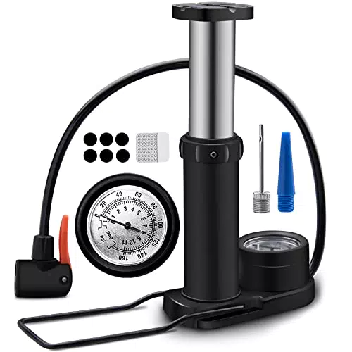 Mini Fahrradpumpe, Automoness Fußpumpen mit Manometer für Alle Ventile