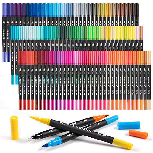 Mogyann Filzstifte, Malstifte für Erwachsene, 100 Farben Dual Tip Brush Marker mit feiner Spitze und Pinselspitze zum Malen und Kalligraphie Zeichnen