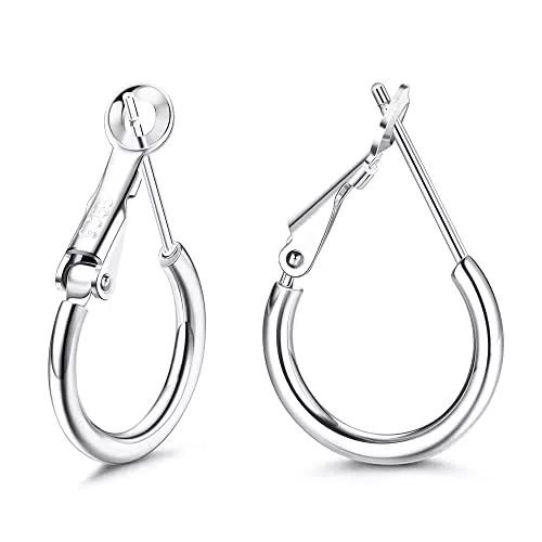 Morfetto 925 Sterling Silber Kleine Creolen für Frauen Leichte Silberne Huggie Creolen Weiß vergoldet 12MM Creolen Glatt