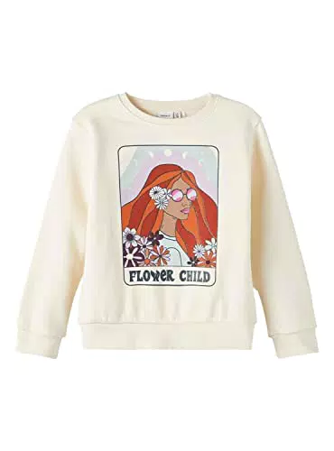 NAME IT Girl's NKFRALINSE LS Loose Sweat BRU Sweatshirt