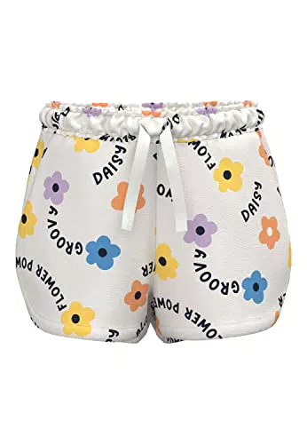 NAME IT Mädchen Nmfvigga H1 Sweatshorts, White Alyssum/AOP:Bloom
