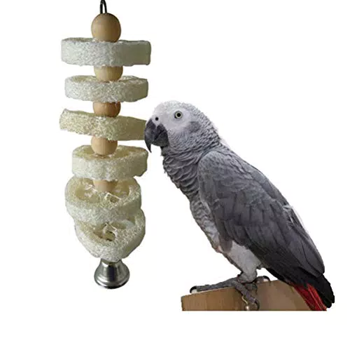 Natürliche Luffa Kauen Spielzeug für Haustier Papagei Ara African Greys Wellensittiche Sittiche Nymphensittiche Sittiche Unzertrennliche Käfig Spielzeug zum Aufhängen Bite Spielzeug