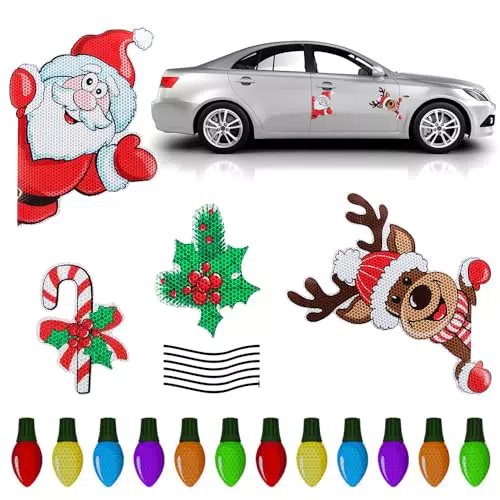 NAVESO Weihnachtliche Auto Magnete, 22stk Reflektierend Glühbirnen Magnet