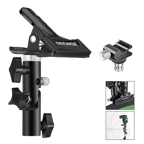 Neewer Foto Stuido schwerlast Metallklammerhalter und Kaltschuhadapter für Klemmreflektor oder Montage Speedlite Blitz und Schirm auf Lichtstativ