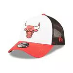 New Era Chicago Bulls Team Colour Block A-Frame White Red Adjustable Trucker Cap - One-Size
