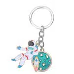 NUOBESTY Astronaut Schlüsselring Legierung Planet Schlüsselbund Emaille Handtasche Tasche Geldbörse Anhänger Charme für Frauen Mädchen Stil 1