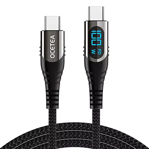 Ocetea 100W USB C auf USB C Kabel, 1M 5A Schnellladekabel Ladekabel PD QC5.0 with LED Display