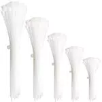 Oksdown 300 Stück Weiß Kabelbinder Set 100/150/200/250/300mm Klein Nylon Kabel Binder Verschiedene Größen UV Beständig Kunststoff Selbsthemmend Kabelband Cable Zip Ties