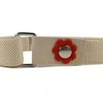 Olata elastischer Mädchen-Gürtel mit Blumen-Verschluss . Hellcreme