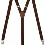 Olata schmale Hosenträger Y Form längenverstellbare Unisex Hosenträger 2 cm. Braun
