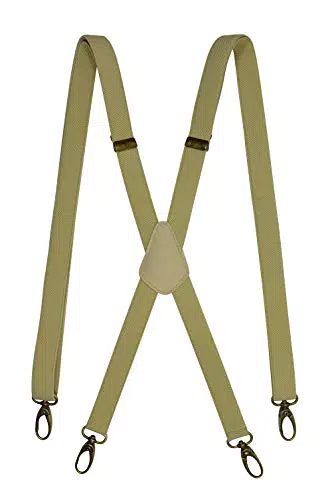 Olata Unisex Hosenträger schmal mit Karabinerhaken Verstellbare Hosenträger X-Form mit überkreuzten Trägern 2 cm. Hellcreme