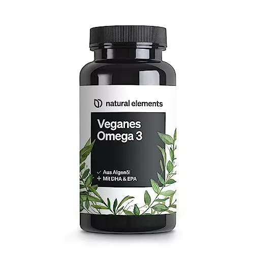 Omega 3 vegan aus Algenöl - 90 Kapseln - Hochdosiert mit hochwertigem EPA und DHA - für Veganer