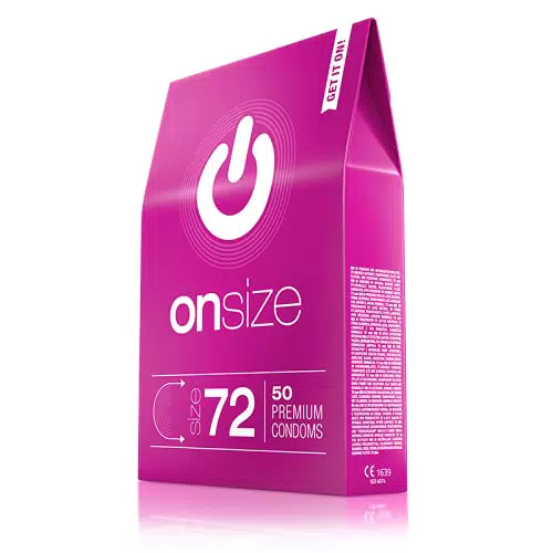 ON) ONsize Kondome I 72 mm Breite I 50 Stück Packung I Premium Kondome hauchzart I mit Silikon Gleitgel I dünne 0
