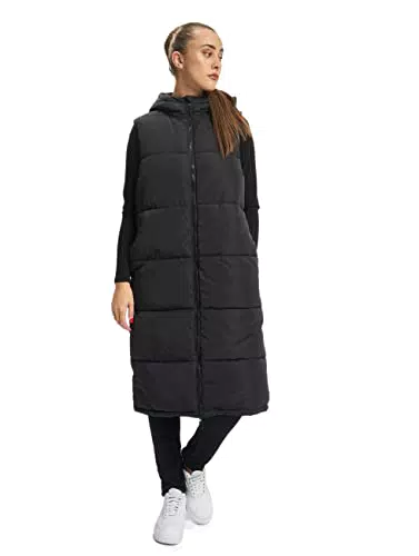 ONLY Damen Lange Puffer Weste, Wattierte Stepp Übergangsjacke ohne Ärmel