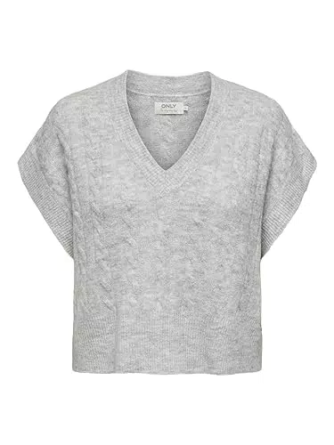 ONLY Damen ONLMELODY Vest KNT NOOS Pullover, Light Grey Melange