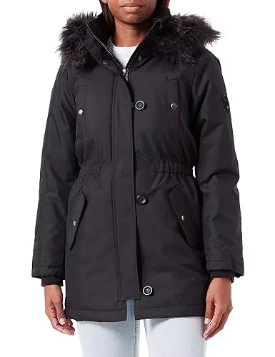 ONLY Damen Winterparka ONLIris mit Fellkapuze 15304625 Black/Black Fur