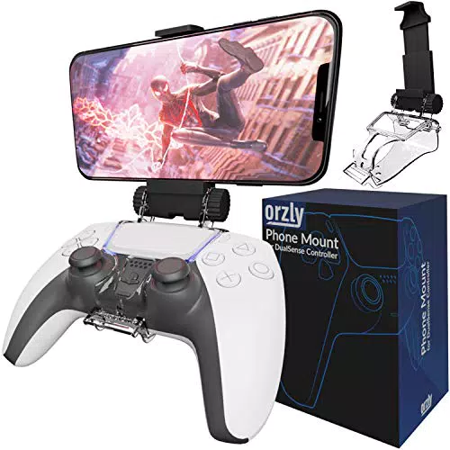 Orzly Mobile Gaming Clip für PS5 DualSense Controller - Einstellbarer Ausstellungsstand/Klemme Telefonhalterung Kompatibel mit Playstation 5 Dualsense Controller