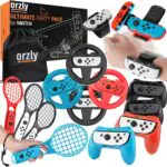 Orzly Party-Zubehör-Set für Nintendo-Switch-Konsole mit Controller-Griffen und Renn-Lenkrädern