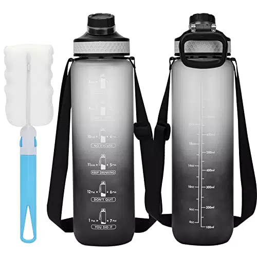 OSIEGI Trinkflasche 1L Sport Wasserflasche Trinkflasche mit rutschfest Gummi Grip Geeignet für Die Fahrrad