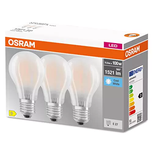OSRAM LED-Lampe, Sockel: E27, Kalt weiß, 4000 K, 11 W