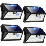 OUILA Solarlampen für Außen mit Bewegungsmelder, 185 LED 3 Modi Solarleuchten für Außen 2200mAh IP65 Wasserdichte