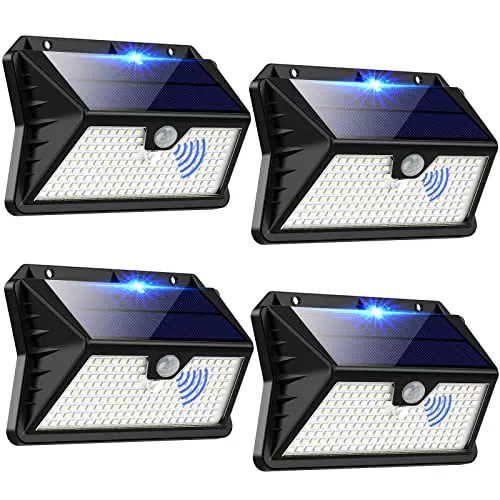 OUILA Solarlampen für Außen mit Bewegungsmelder, 185 LED 3 Modi Solarleuchten für Außen 2200mAh IP65 Wasserdichte