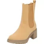 Palado Chelsea Boots Damen Thasos - modische Stiefeletten - elegante Winterschuhe für Frauen - bequeme Stiefel mit Blockabsatz camel UK6 - EU39