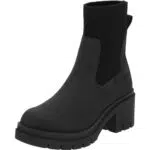 Palado Damen plateau Chelsea Boots Kalymnos - modische Stiefeletten für Frauen - modische Winterschuhe - Elegante Winterstiefel mit Blockabsatz Schwarz UK4