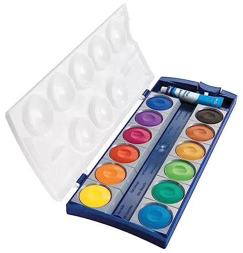 Pelikan 720854 720250 Deckfarbkasten K12, 12 Farben + 1 Tube Deckweiß