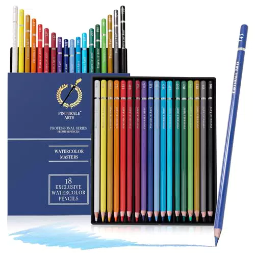 Pinturale Arts 18 Aquarellstifte Set, Aquarell Buntstifte für Künstler und Illustratoren