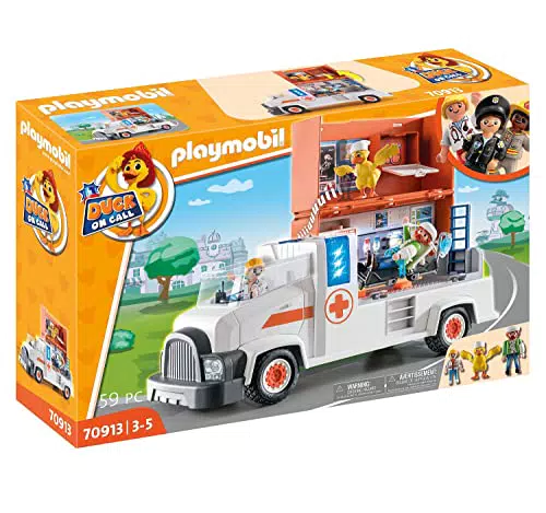 PLAYMOBIL Duck ON Call 70913 Notarzt Truck mit Station